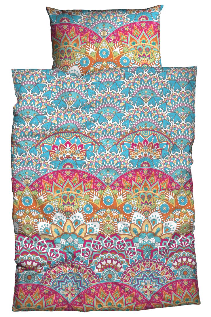 CASATEX Bettwäsche Satin Bettwäsche BRESS, 100% Baumwolle, Satin, 2 teilig, edles Design Paisley und Bordüren modernes Landhaus