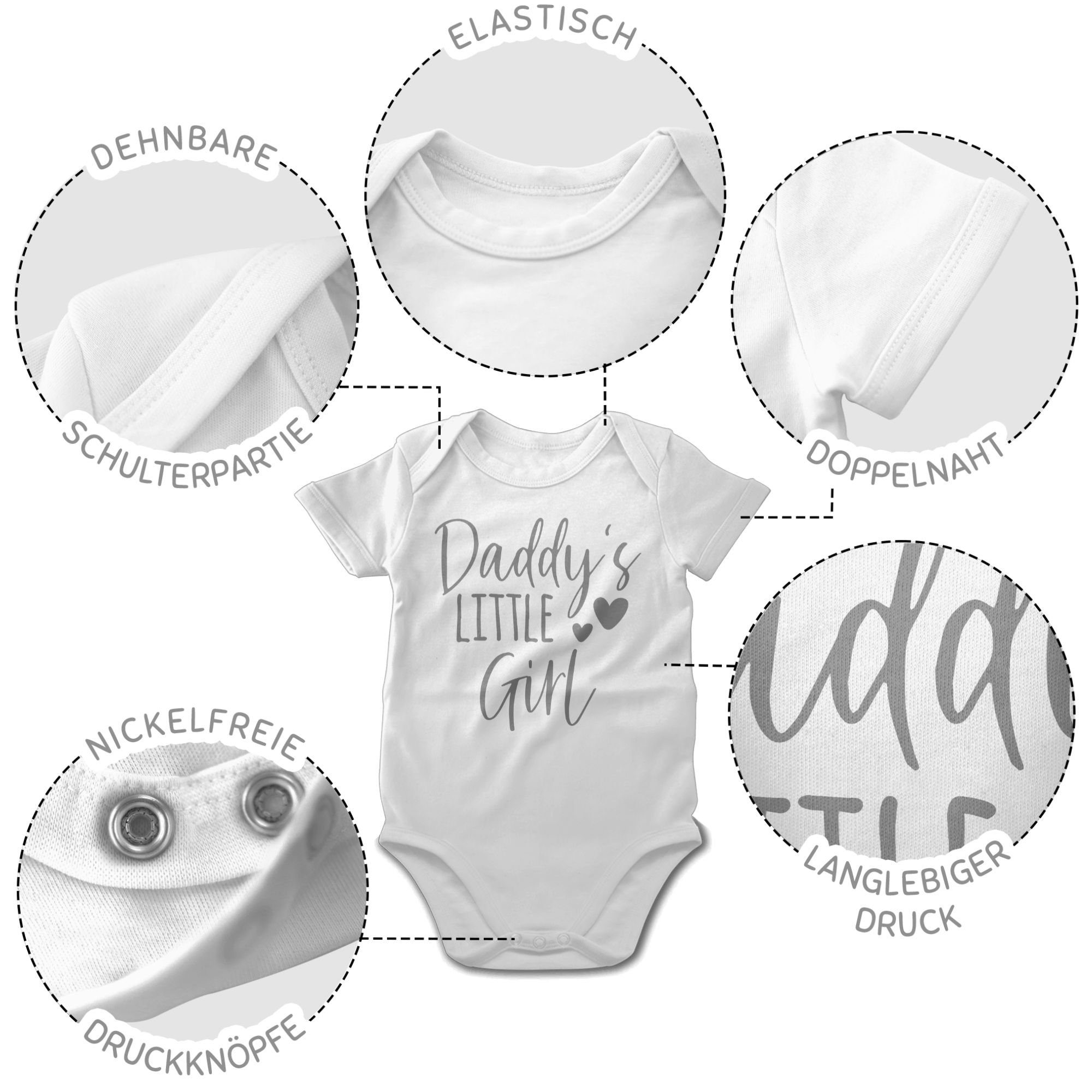 Mädchen Geschenk kleines Vatertag Papas 1 Girl Baby I little Daddy's Shirtracer Shirtbody Weiß