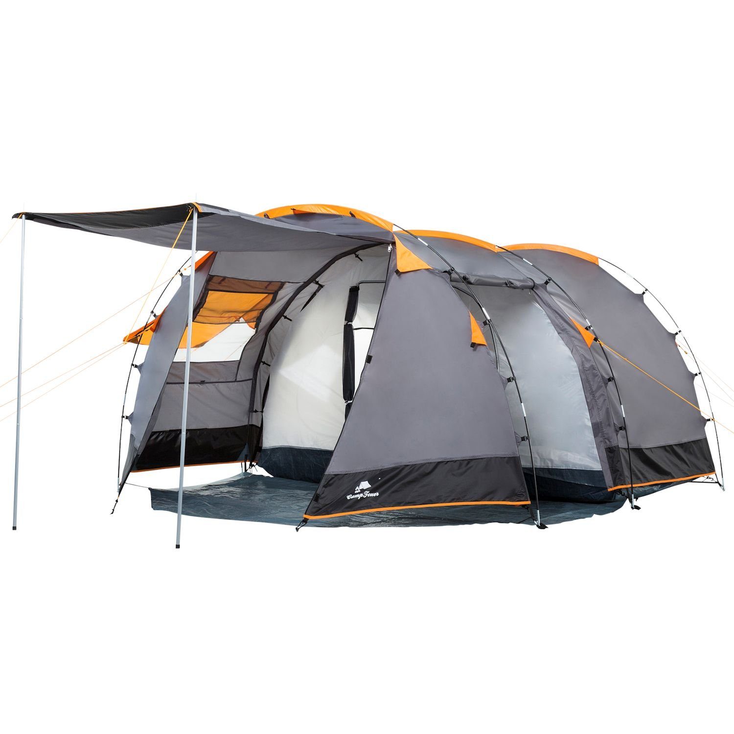 CampFeuer Kuppelzelt Zelt Super+ für 4 Personen, Grau / Schwarz, 3000 mm Wassersäule, Personen: 4