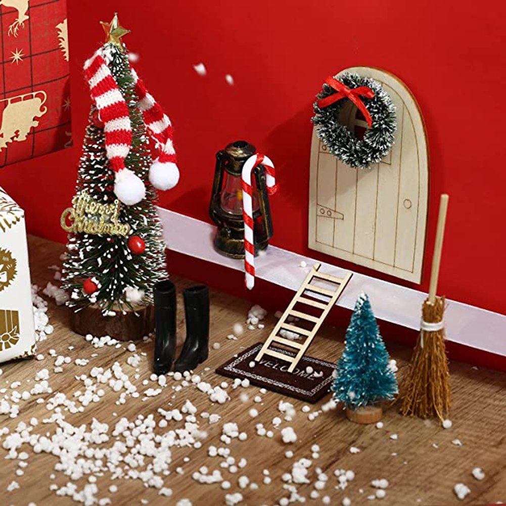 Kunstgirlande Miniatur-Puppenhaus-Set, dekorative dänische Zwergentür, Briefkasten Zwergentür Weihnachten Wichtelset SCRTD