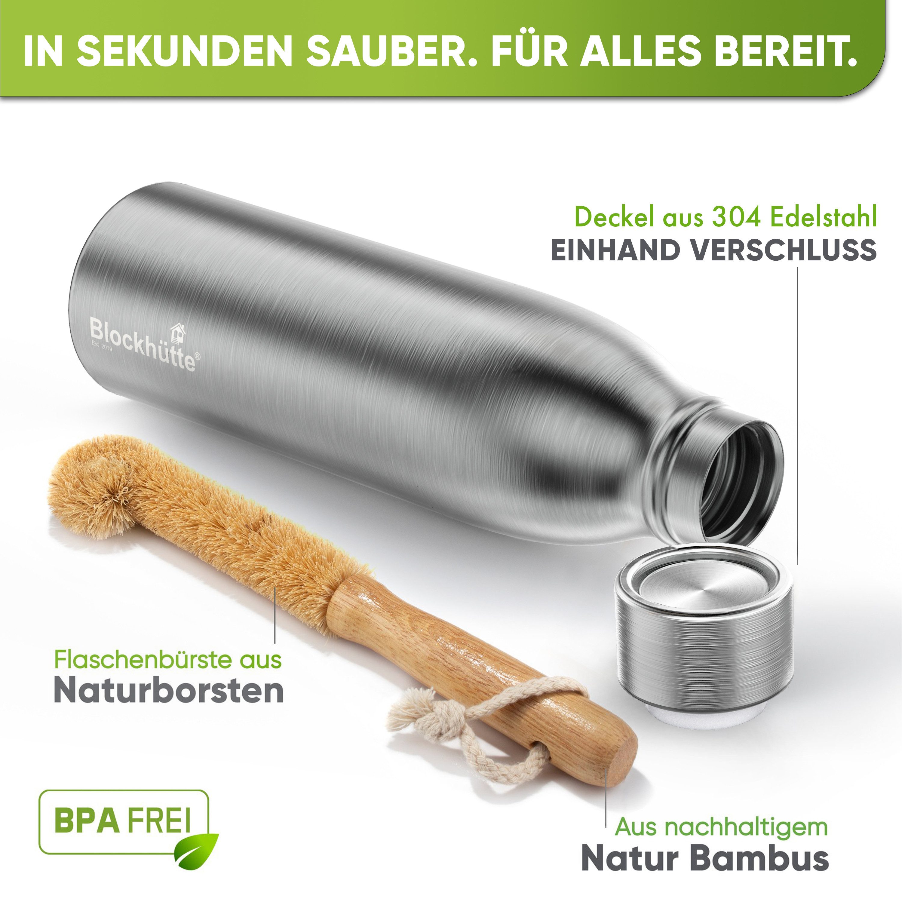 Blockhütte Isolierflasche, Auslaufsicher, Auslaufsicher, 24 Stunden heiß, 24 Stunden kalt