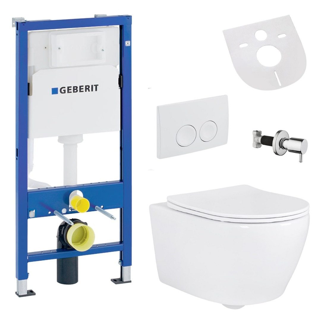Belvit Tiefspül-WC UP100-AL5512-SET, Belvit Hänge WC Set spülrandlos mit Taharet Funktion, Softclose