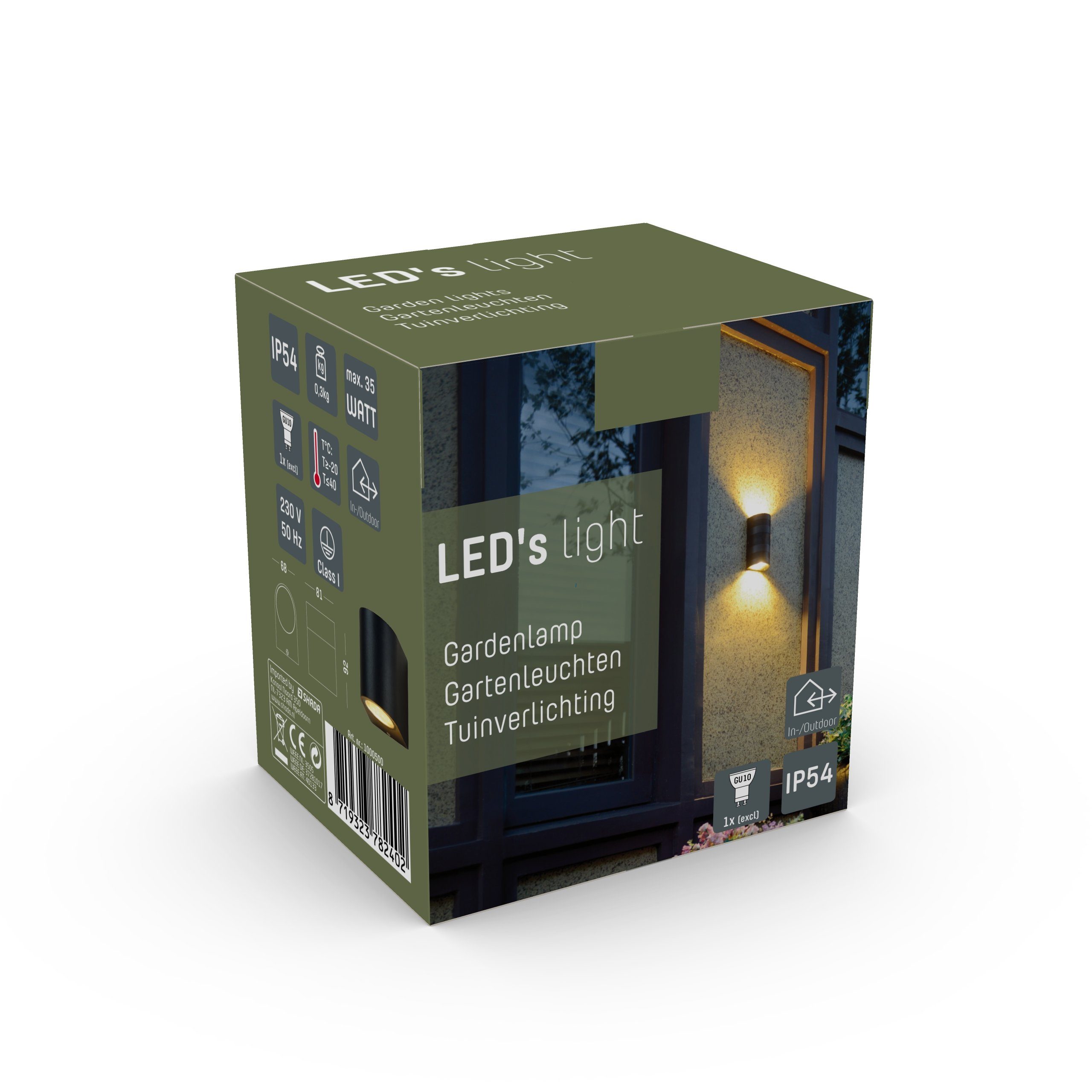 LED's light 1000500 Außen-Wandleuchte, LED, LED LED 35W bis Außen-Wandleuchte GU10 für und 1x IP44 schwarz Halogen