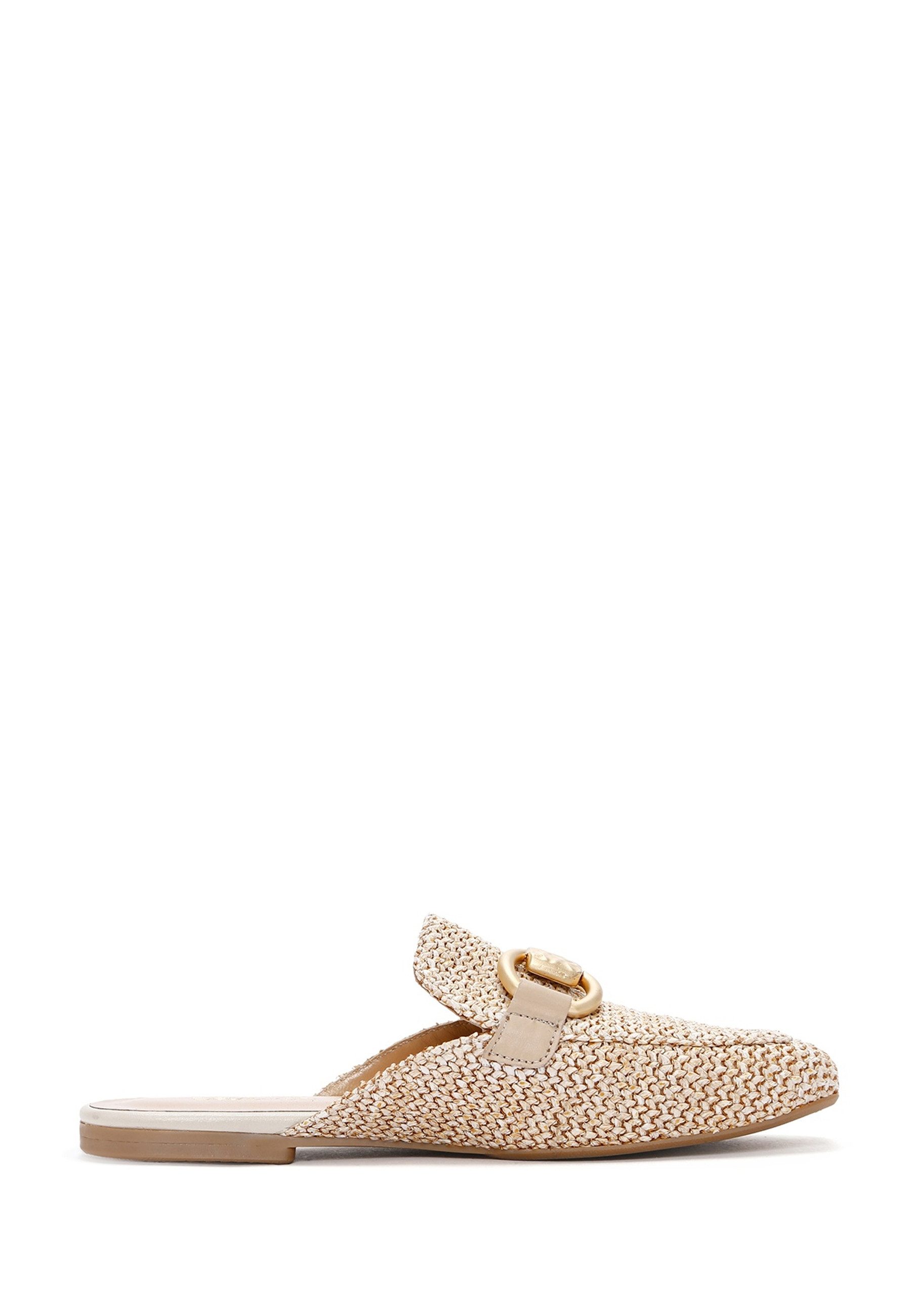 Derimod Loafer-Mules aus Textil Mules Gewebter Stoff, Slip-on-Stil, Metallschnalle, Lederfutter, TPU-Sohle
