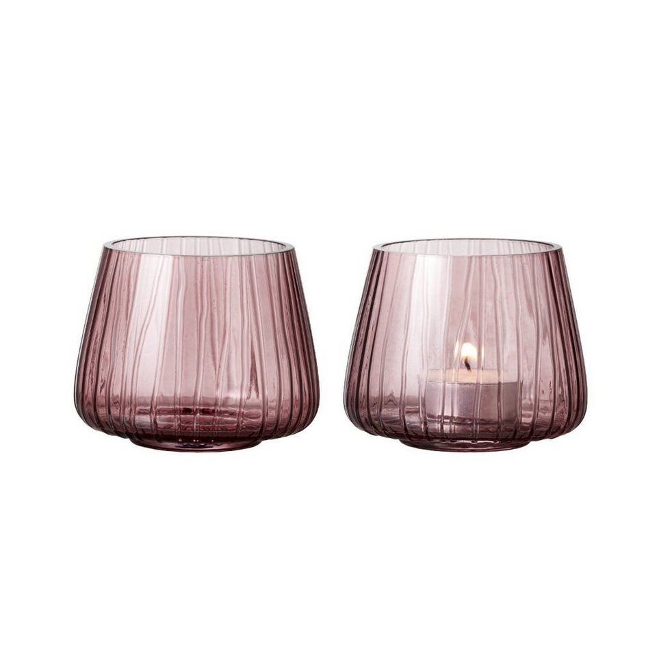 Bitz Teelichthalter Kusintha Glas pink, d: 7,5 cm