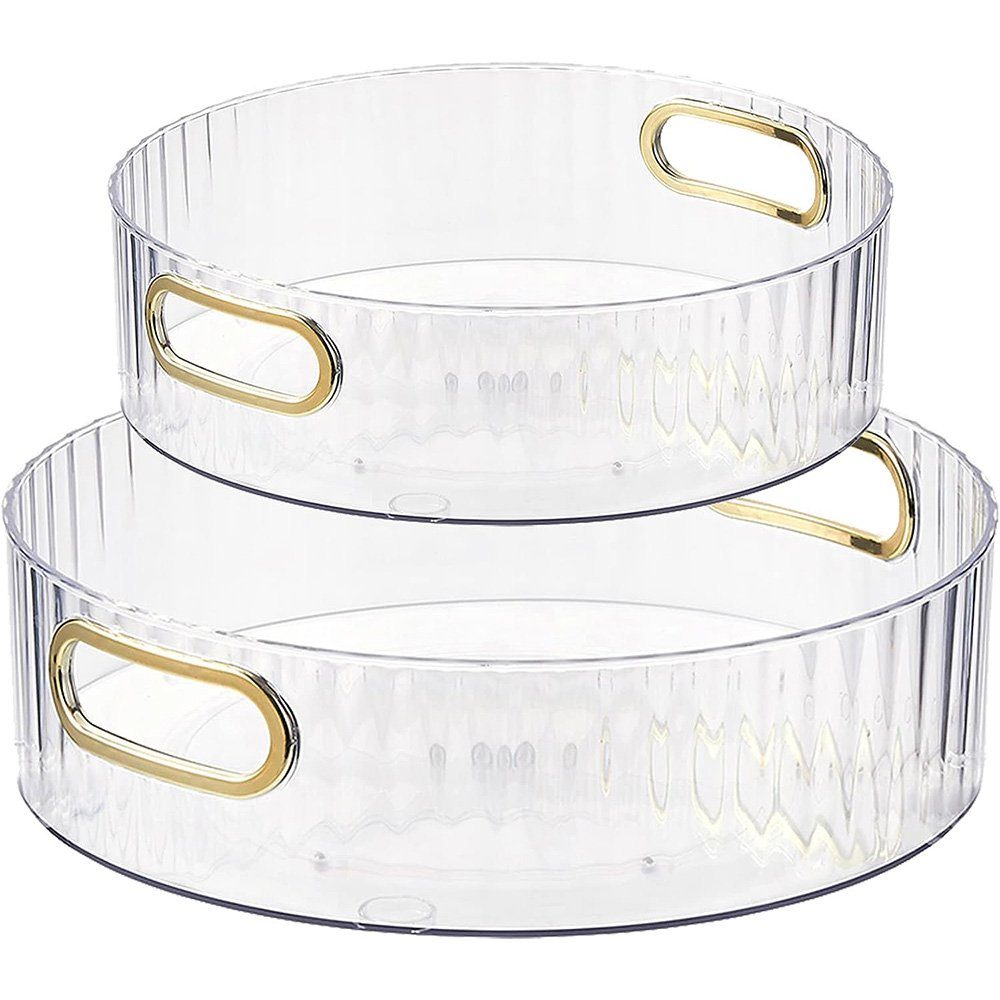 NUODWELL Gewürzregal 2 Stücke Lazy Susan Drehteller, Schrank Drehteller Organizer für Küche Transparent