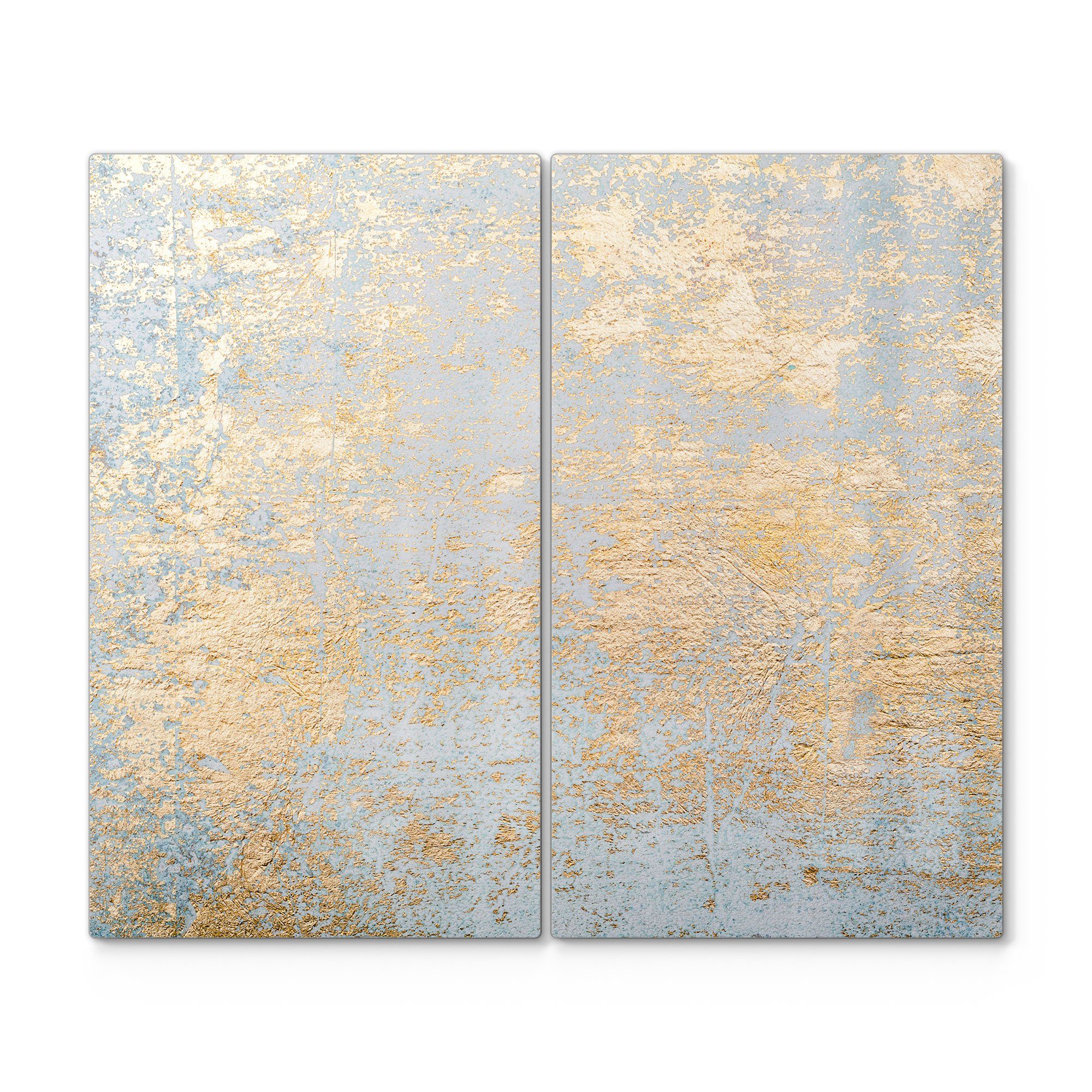 (2 Glas, Herd Gold-Struktur', mit Glas Herdblende-/Abdeckplatte tlg), Herdabdeckplatte 'Wand DEQORI Ceranfeld