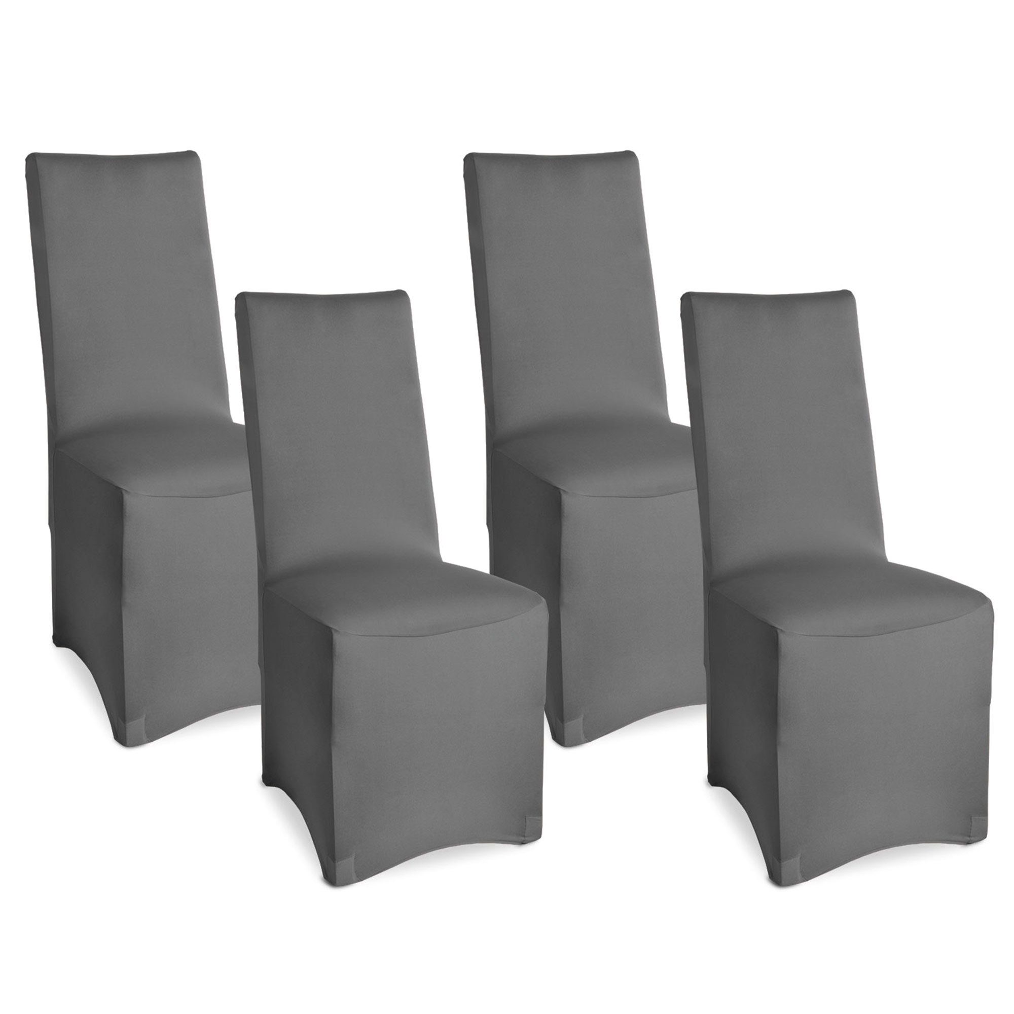 Beautissu Stuhlhusse Bankett Stuhlhussen 4er Set Leona, 45x90cm, Anthrazit, legante Stretch Hussen für Stühle -Elastische Stuhl Überzüge