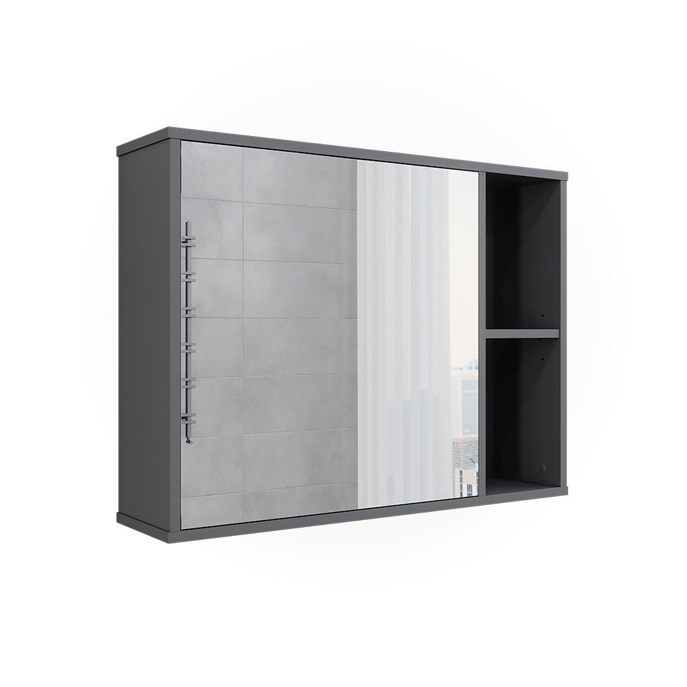 Vicco Badspiegelschrank Leano Anthrazit 80 x 60 cm günstig online kaufen