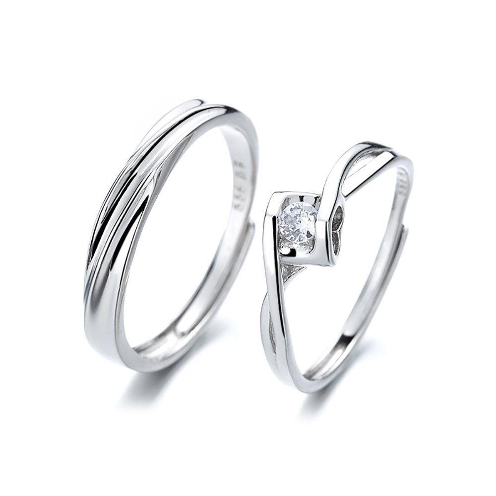 ACCZOO Partnerring Trauring 999 Sterling Silber (Paare Freundschaftsringe, Partnerring ist einstellbar), Besonderes Design Ring