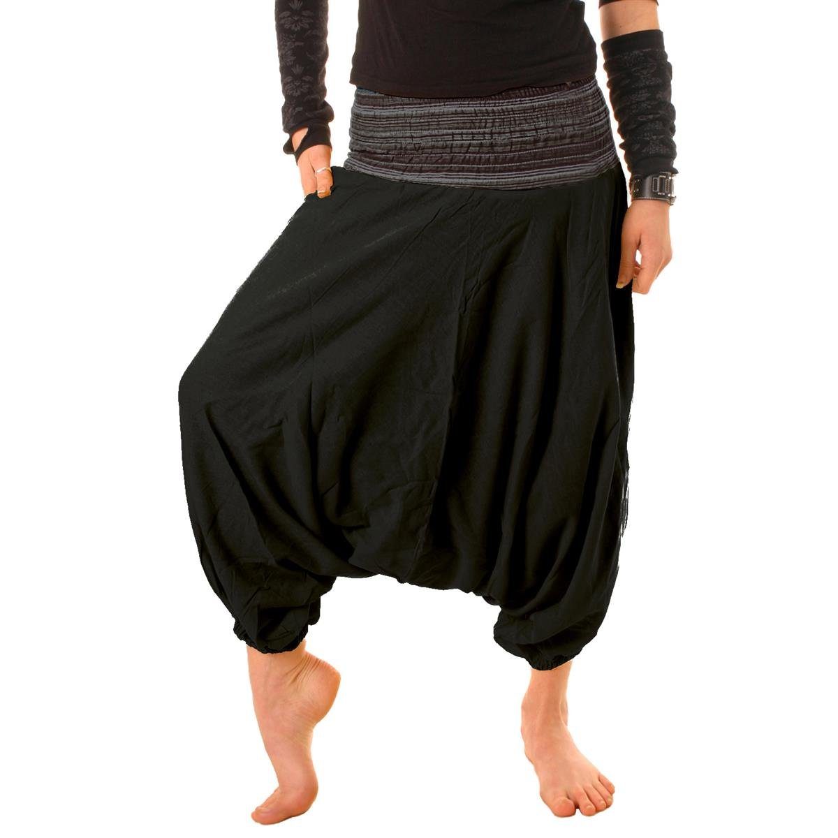 Vishes Haremshose Dreiviertel Haremshose elastischer gesmokter Bund Orientalisch, Yoga, Festival, Hippie Style - auch für Kinder