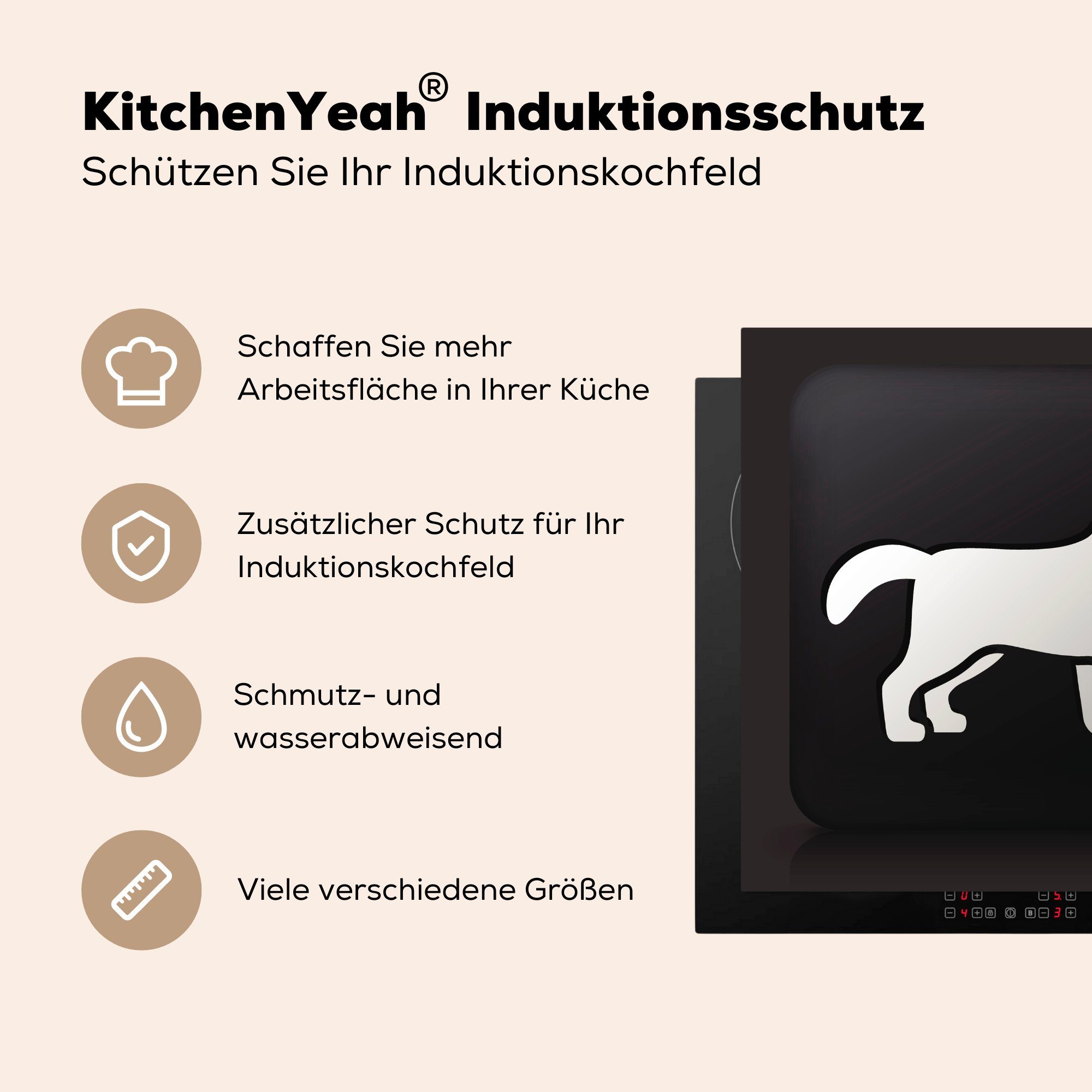 MuchoWow Herdblende-/Abdeckplatte cm, Hundes auf (1 Arbeitsplatte 78x78 schwarzem Ceranfeldabdeckung, tlg), küche Vinyl, Illustration für eines Eine Hintergrund