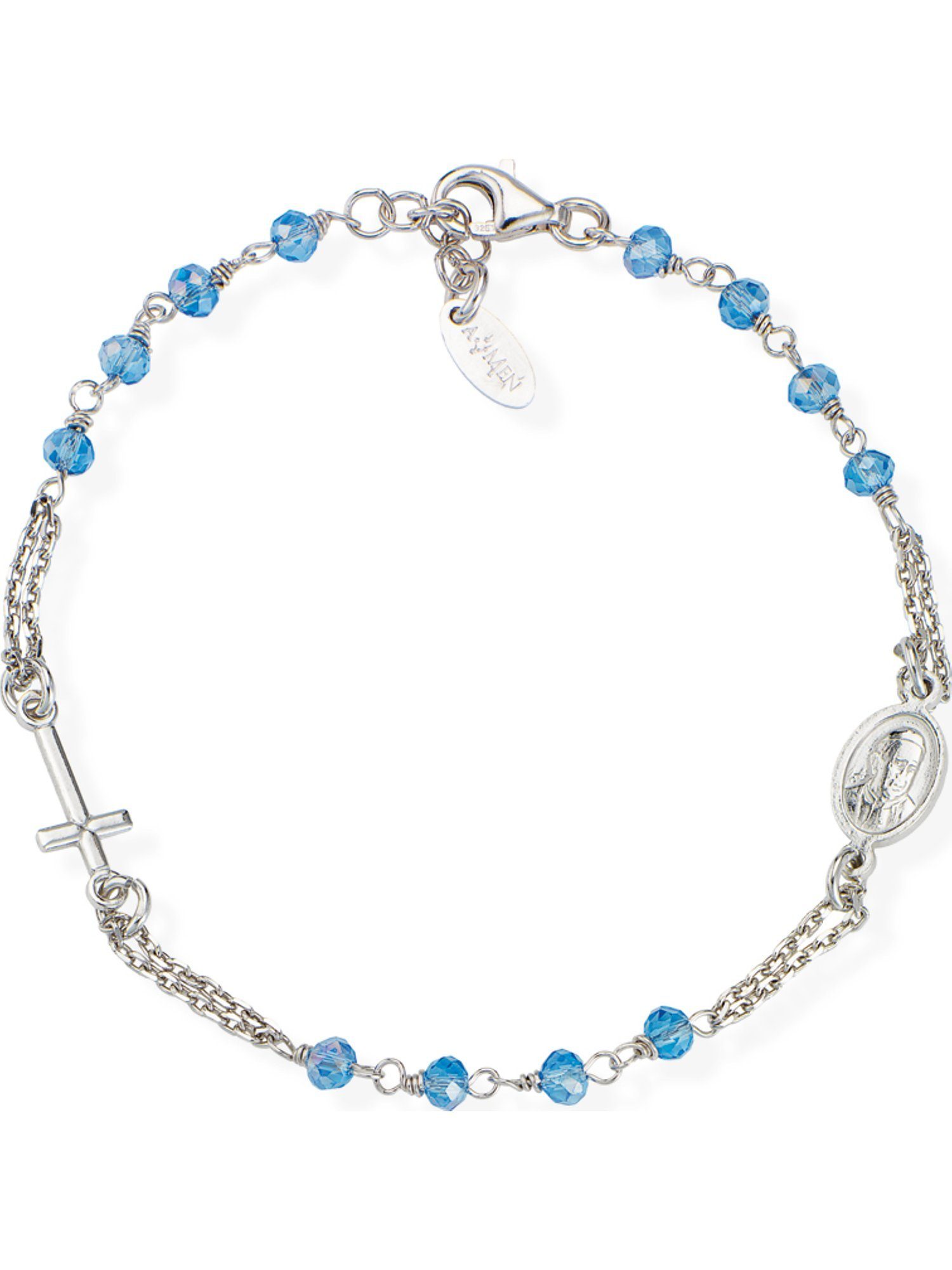 Amen Silberarmband Amen Damen-Armband 925er Silber Glasstein, Modern hellblau, silber