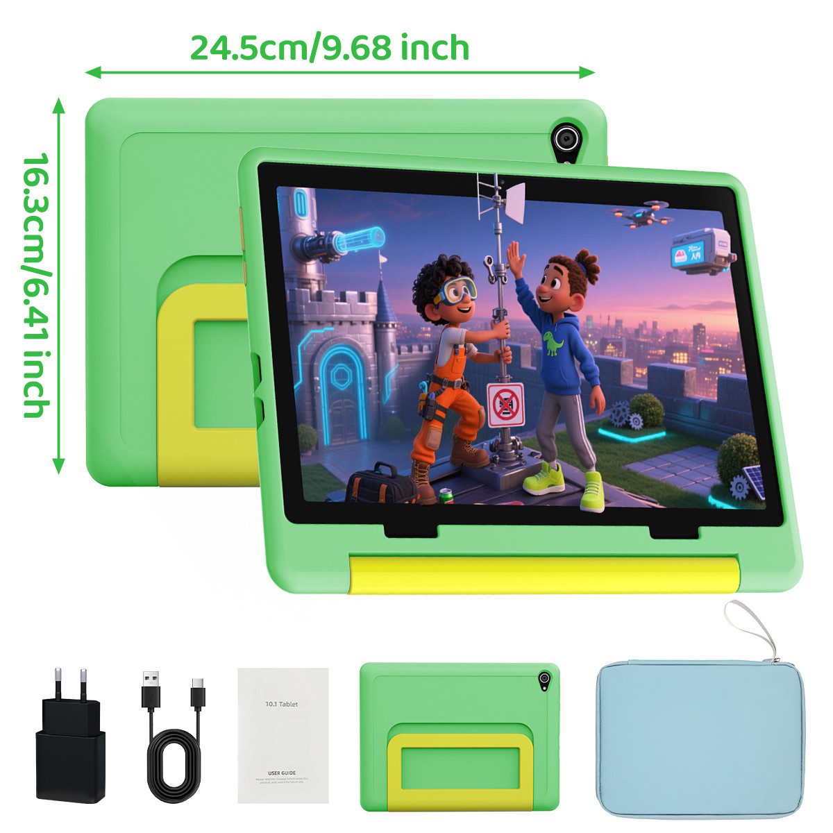 BUFO 10 Zoll 24(3+21)GB RAM+64GB ROM 1280x800 HD-Display Android16 Kinder Tablet (10,1", 64 GB, Android 16, WIFI, Anti-Blaulicht, Vorinstallierte Kinder Lernsof – Bild 2 von 5