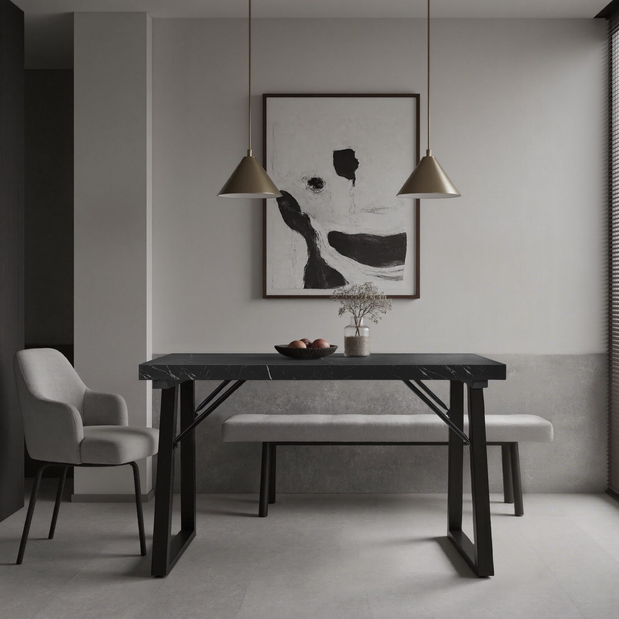 HOMAVO Esstisch MDF-Tischplatte mit Marmor- oder Holzoptik, Metallgestell-Z günstig online kaufen