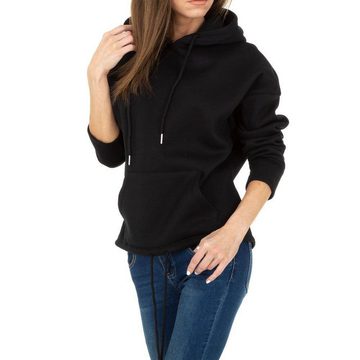 Ital-Design Sweatshirt Damen Freizeit Kapuze Stretch Sweatshirt in Schwarz