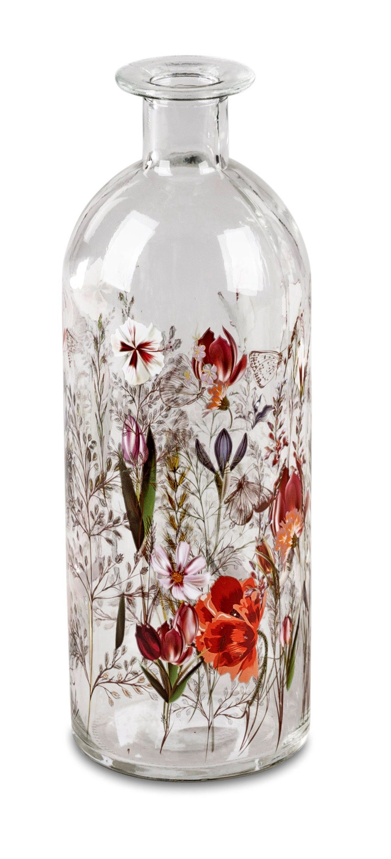 dekojohnson Dekovase Deko-Vase-Flasche Blumenvase Glasvase 20cm (Keines)