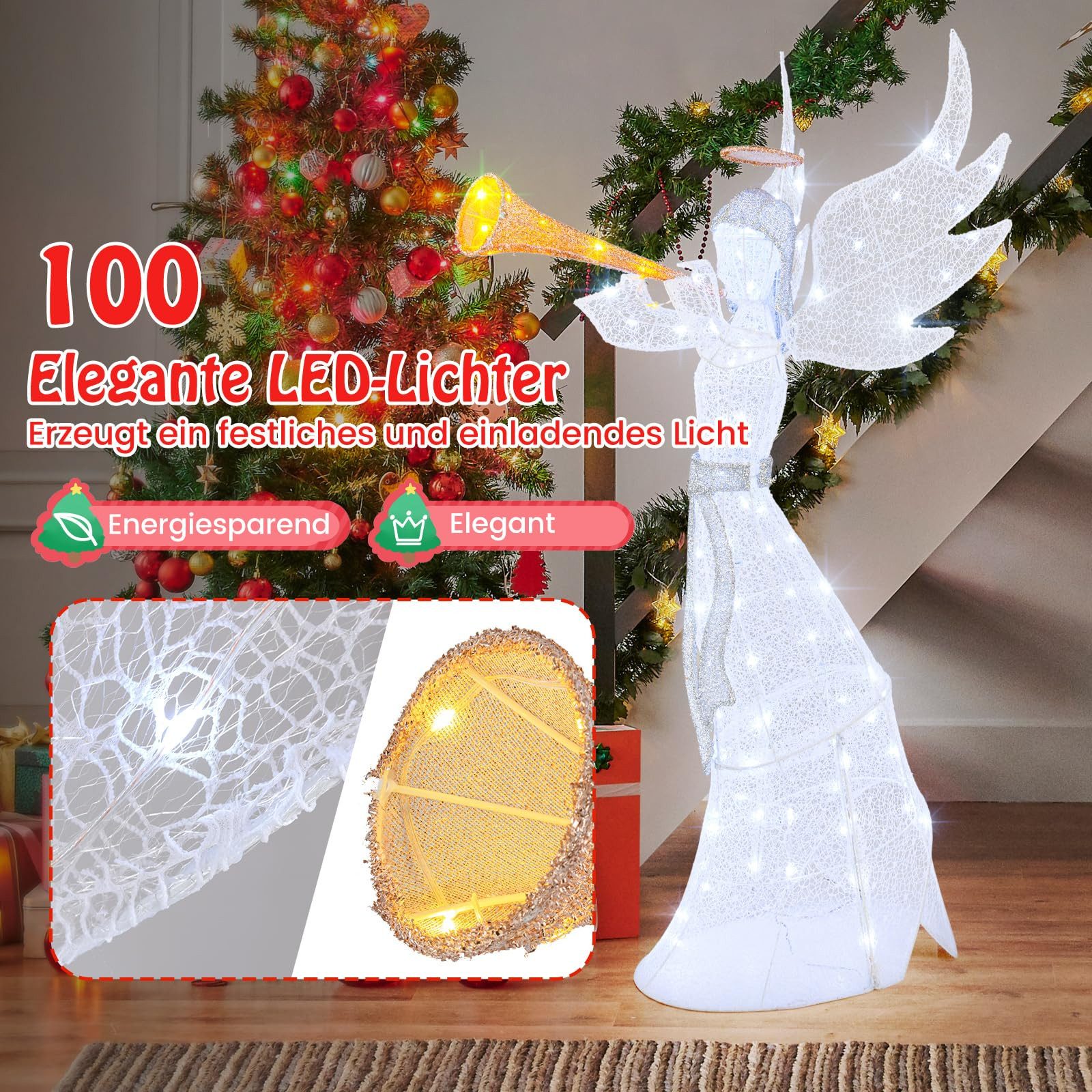 COSTWAY Weihnachtsfigur, Weihnachtsengel mit Trompete, 100 günstig online kaufen