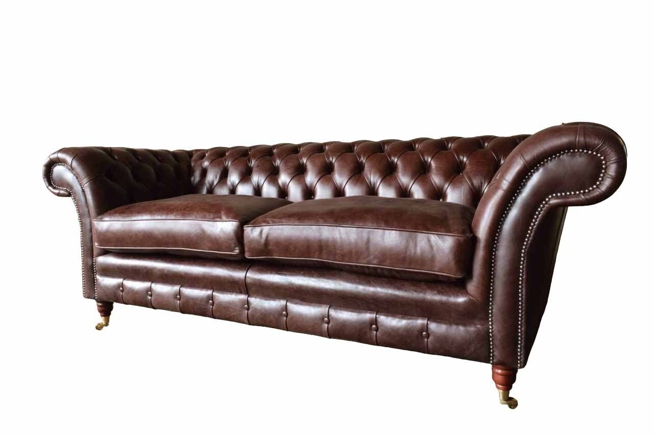 JVmoebel Sofa Braunes Wohnzimmer Made Europe Dreisitzer Chesterfield Möbel, Luxus Sofa in Couch