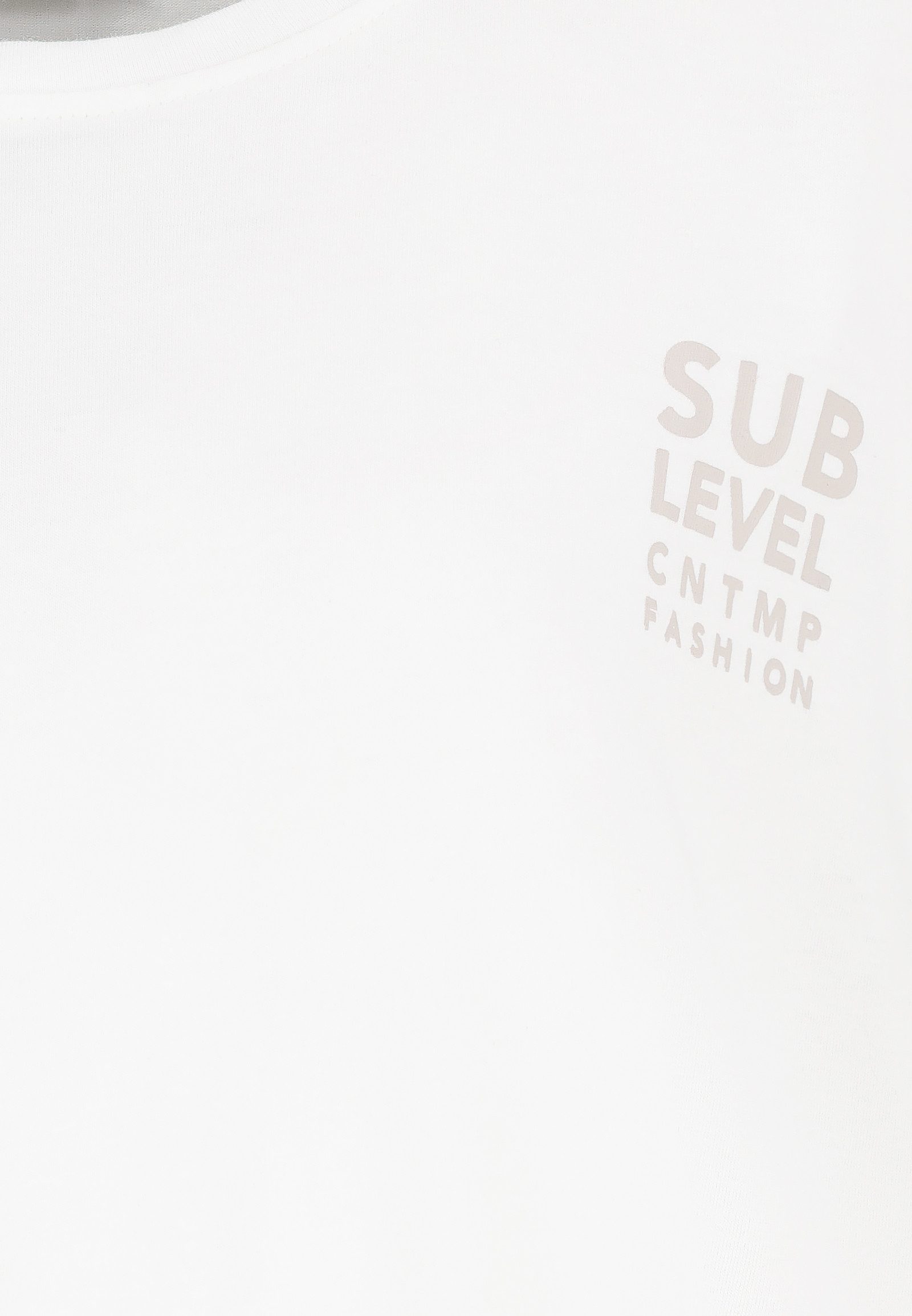 SUBLEVEL T-Shirt Damen Basic T-Shirt Logoprint Modal-Baumwolle T-Shirt mit Ärmelaufschlag