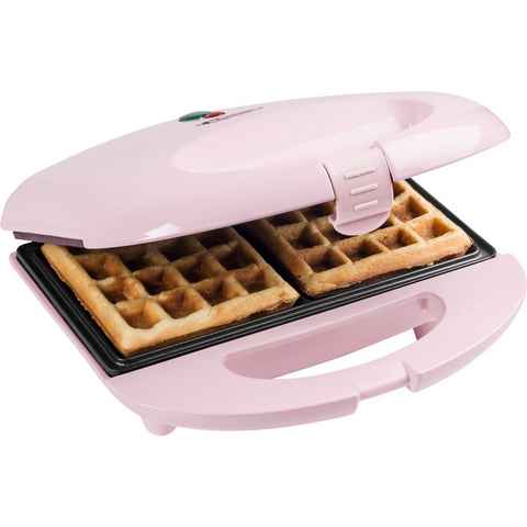 bestron Waffeleisen ASW401P Sweet Dreams, 700 W, für Belgische Waffeln, im Retro Design, für 2 Waffeln, Rosa