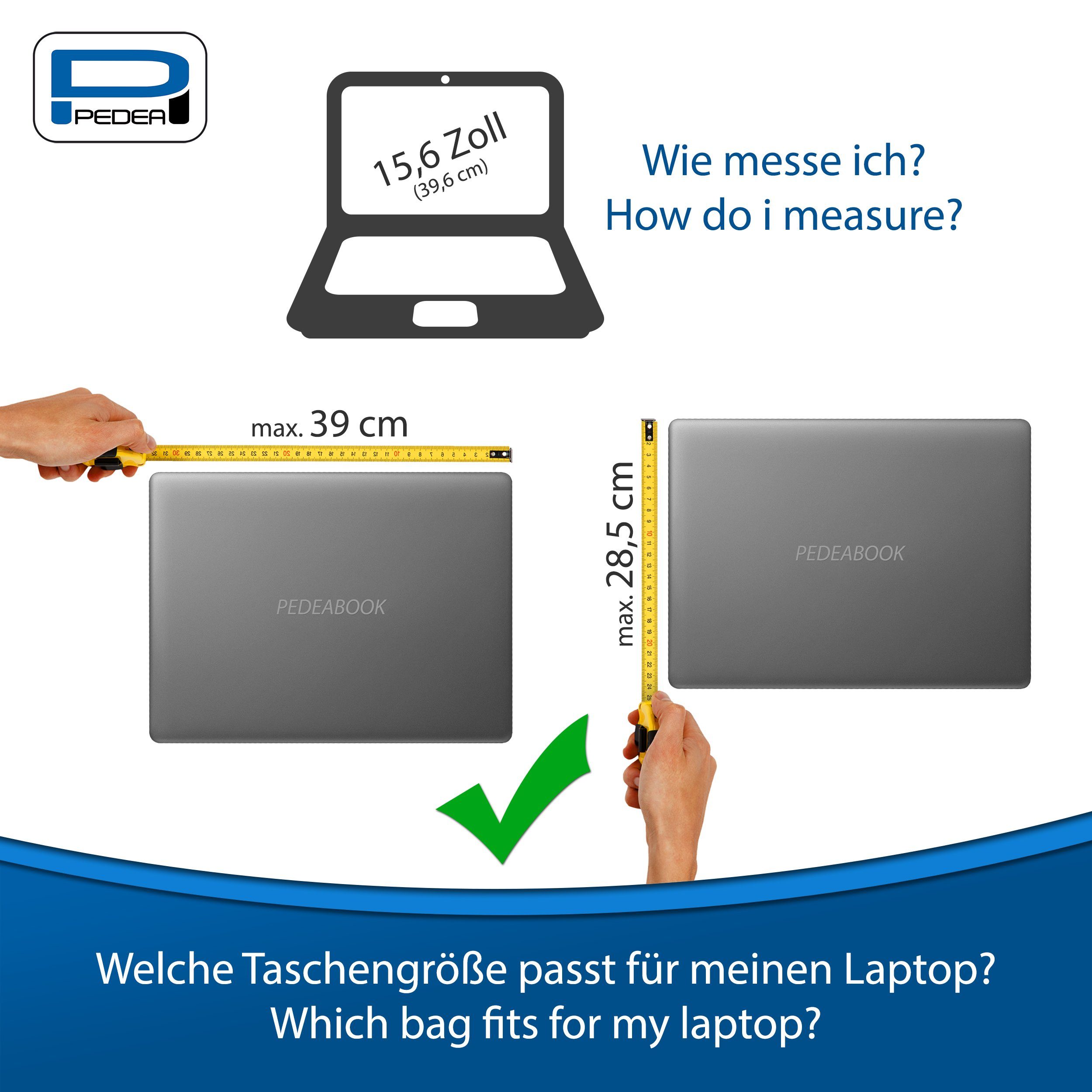PEDEA Laptoptasche ELEGANCE Notebook Umhängetasche 15,6 / 17,3 Zoll (15,6 Zoll (39,6 cm), Umhängetasche mit einer dicken Polsterung