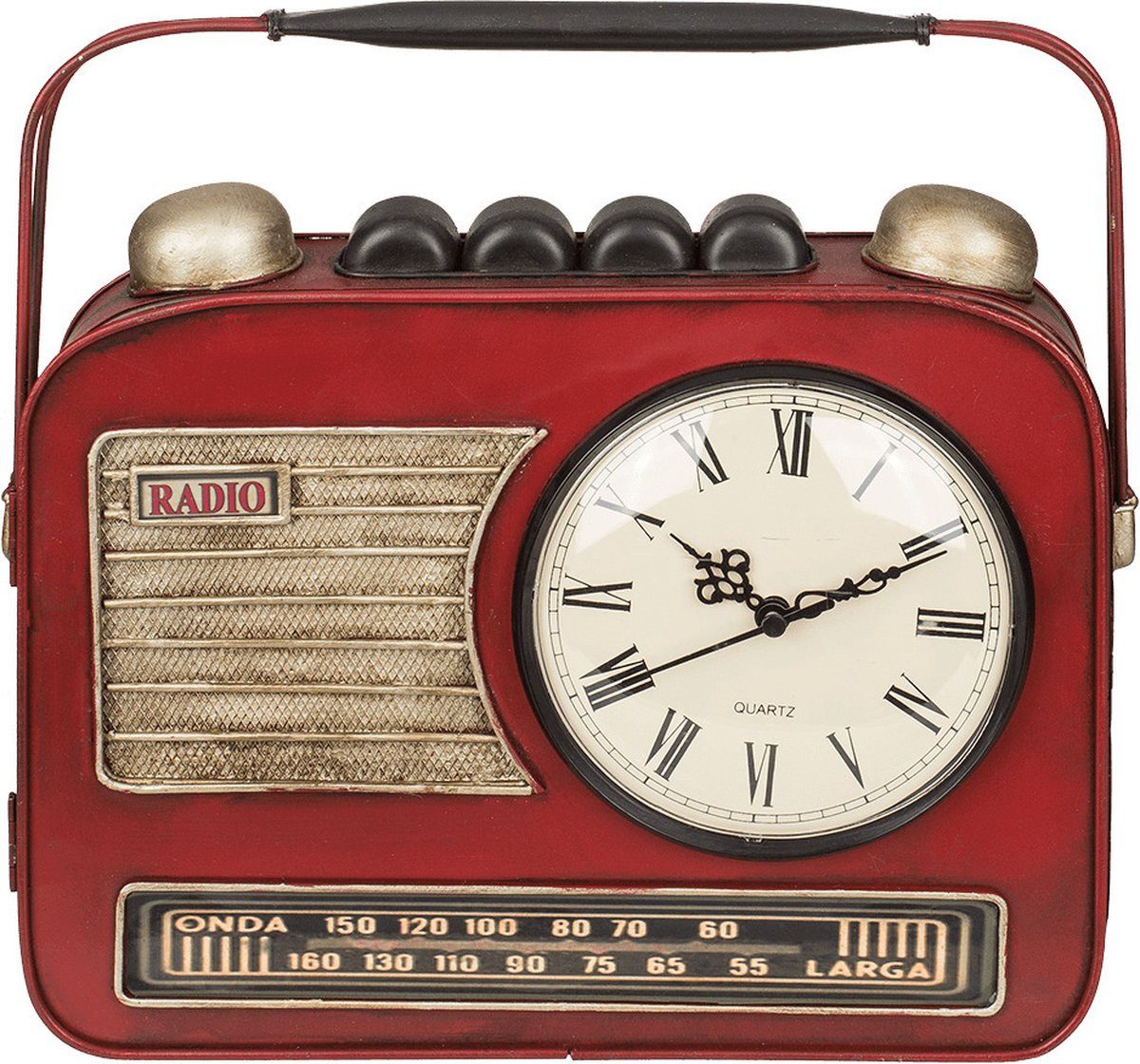 Out of the Blue Schlüsselkasten Schlüsselkasten mit Uhr - Retro-Radio - Metall - rot - 22 x 19 cm (1 St), Retro Radio