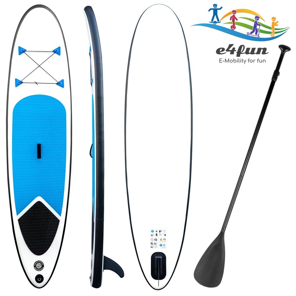 e4fun SUP-Board Stand up Paddle,305x71x10 cm, Luftpumpe Transportrucksack,bis 100 KG