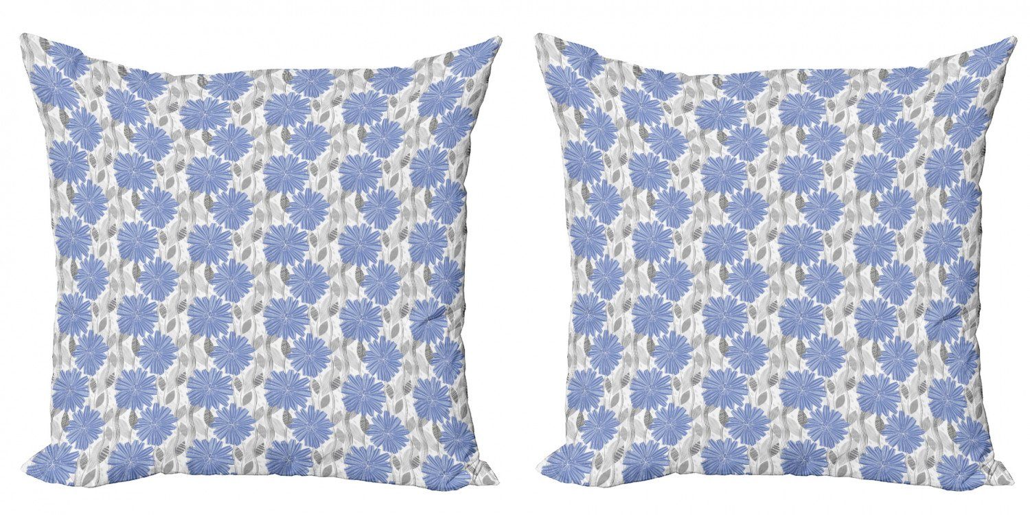 Accent (2 Blau Cornflower Modern Abakuhaus Kissenbezüge Stück), Digitaldruck, Doppelseitiger Grau Blossom