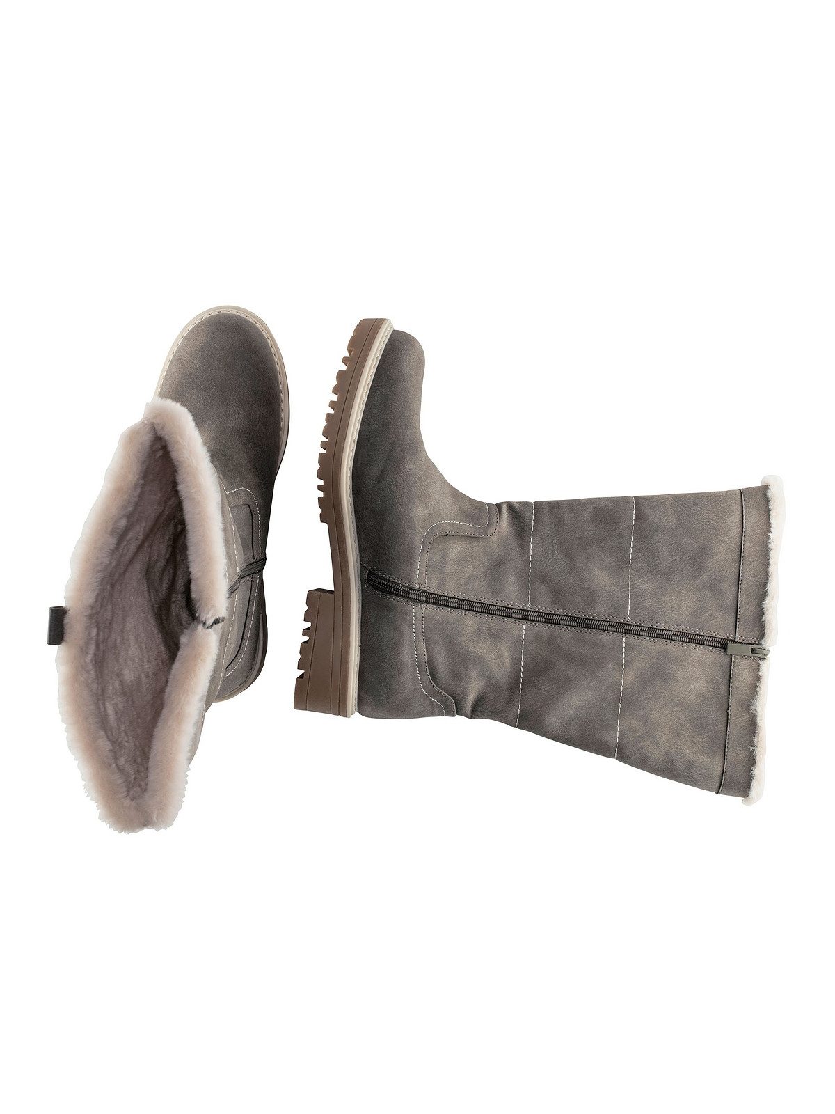 Sheego Große Größen Weitschaftstiefel in Veloursleder-Optik