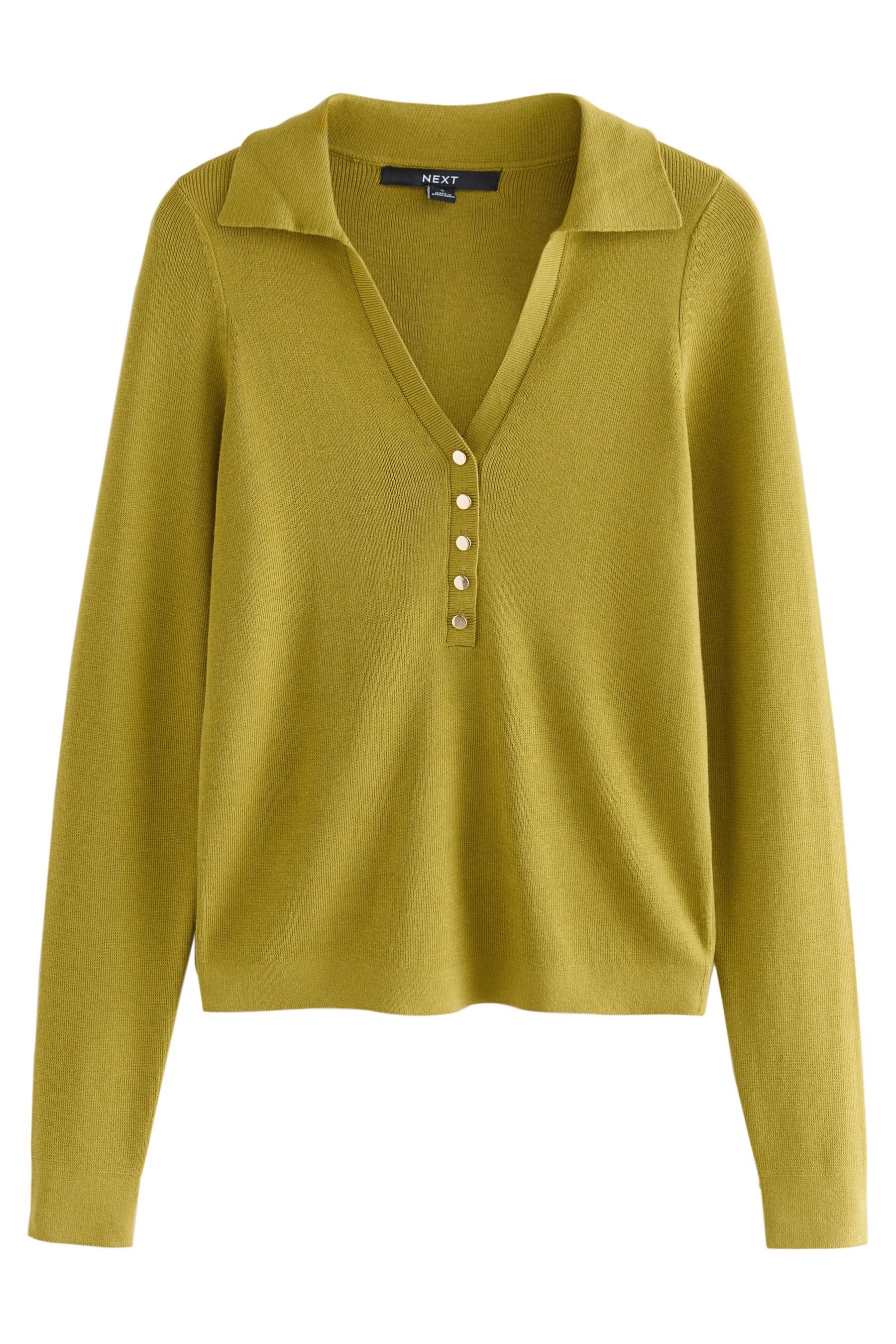Next Polokragenpullover Weicher Polo-Strickpullover mit V-Ausschnitt günstig online kaufen