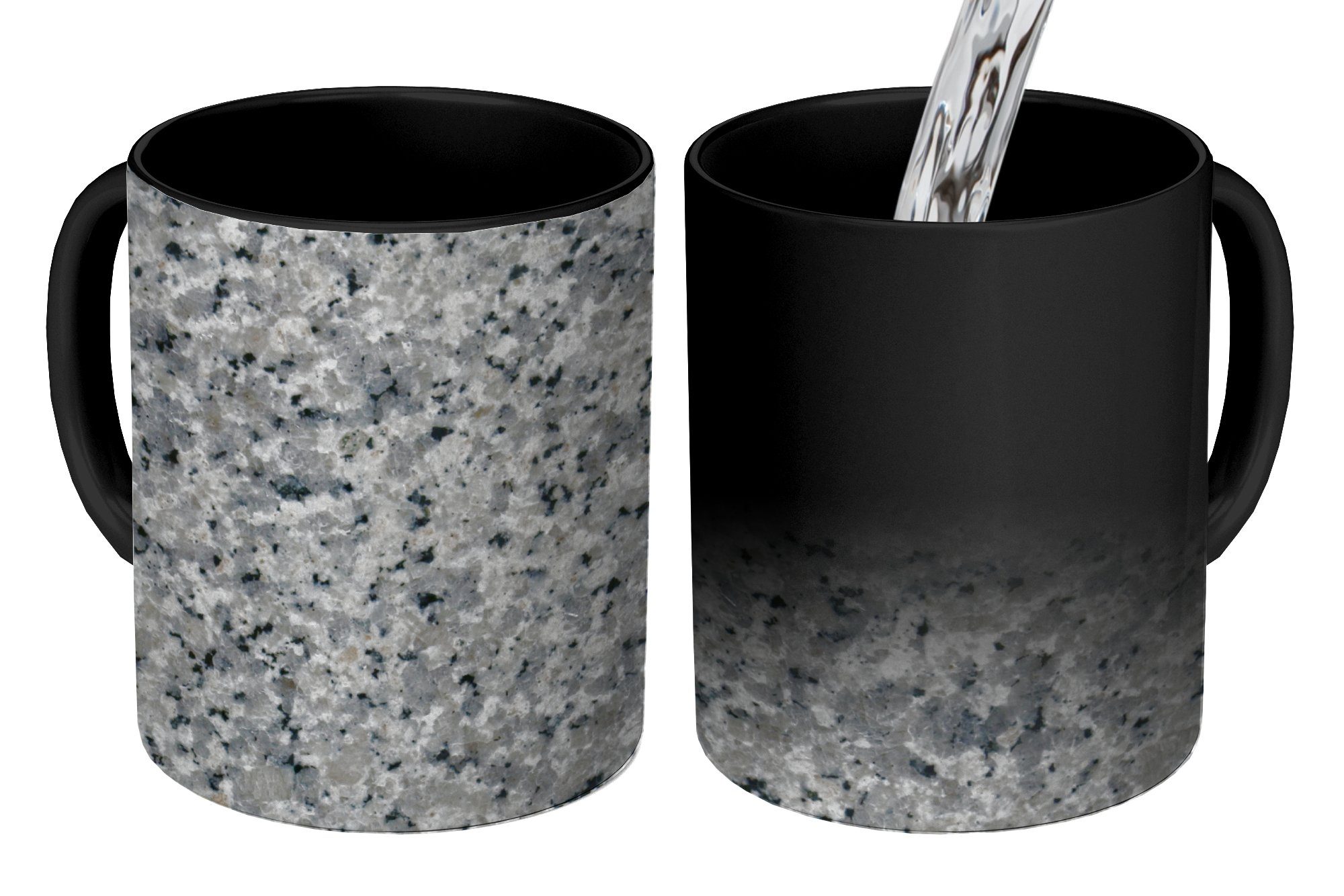 MuchoWow Tasse Granit - Kieselsteine - Grau, Keramik, Farbwechsel, Kaffeetassen, Teetasse, Zaubertasse, Geschenk