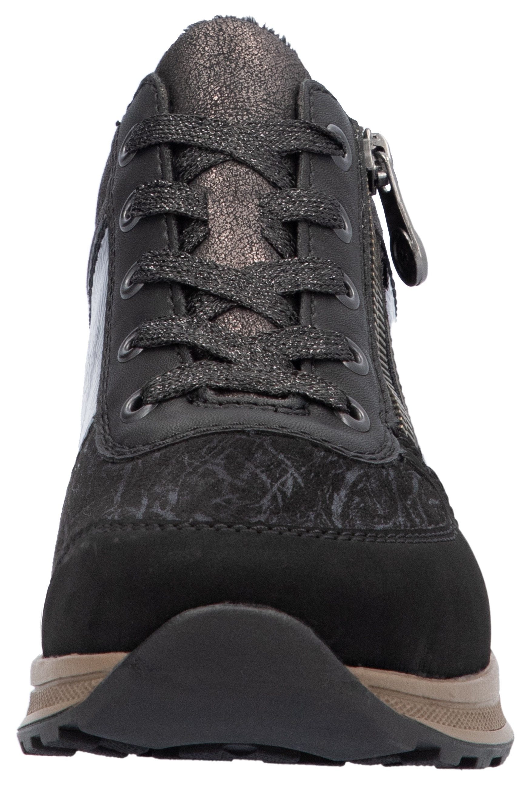 Rieker Sneaker, Freizeitschuh, Halbschuh, Schnürschuh mit seitlichem Reißverschluss