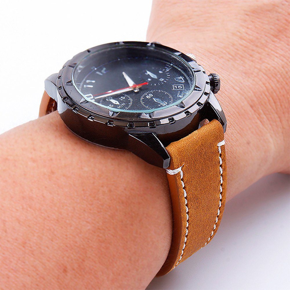 GelldG Uhrenarmband Lederarmband Uhrenarmband, Smart Watch gelb