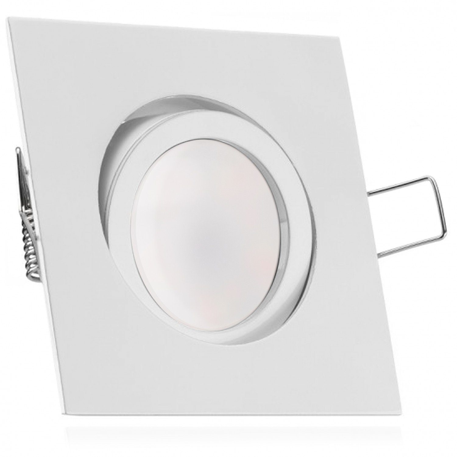LEDANDO LED Einbaustrahler LED Einbaustrahler in extra mit weiß von LED 5W Leuchtmittel Set flach