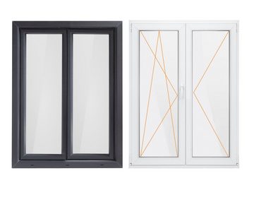 SN DECO GROUP Kunststofffenster Fenster, 2 Flügel, 1000x1200, außen anthrazit/innen weiß, 70 mm Profil, (Set), RC2 Sicherheitsbeschlag, Hochwertiges 5-Kammer-Profil