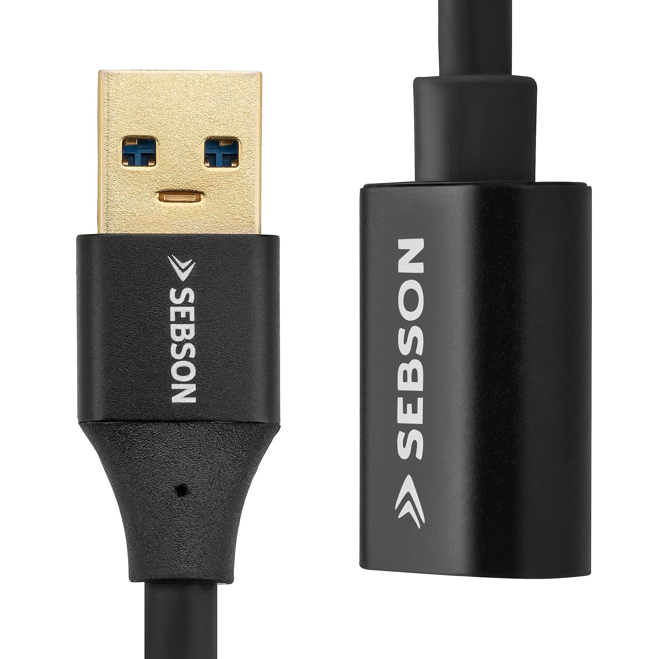 SEBSON USB Verlängerung 3m - A Stecker/A Buchse - USB3.0 Datenkabel 5 Gbit/s USB-Kabel, (300 cm) – Bild 2 von 5