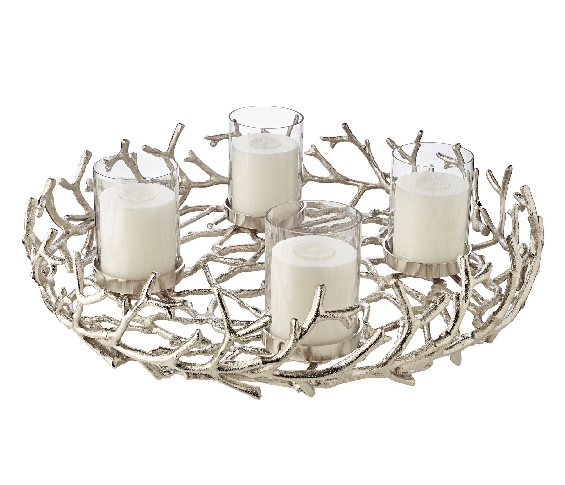 EDZARD Adventskranz »Porus XL«, (58 cm) Kerzenhalter für Stumpenkerzen,  Weihnachtsdeko für 4 Kerzen á Ø 8 cm, Kerzenkranz als Tischdeko mit  Silber-Optik, vernickelt online kaufen | OTTO