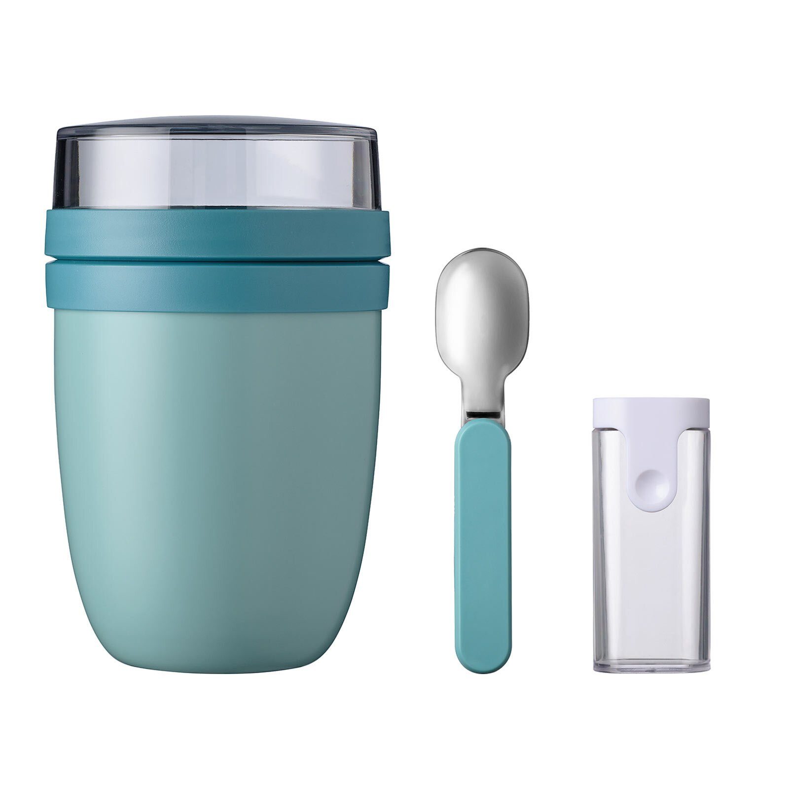 Mepal Lunchbox Ellipse Thermo-Lunchpot + Faltbarer Löffel, Material-Mix, (3-tlg) Nordic Green