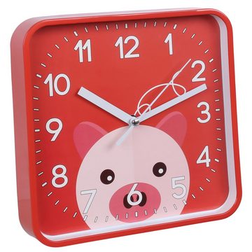 Sarcia.eu Wanduhr Schwein Wanduhr analog, quadratische Uhr für Kinder 20,2x20,2 cm