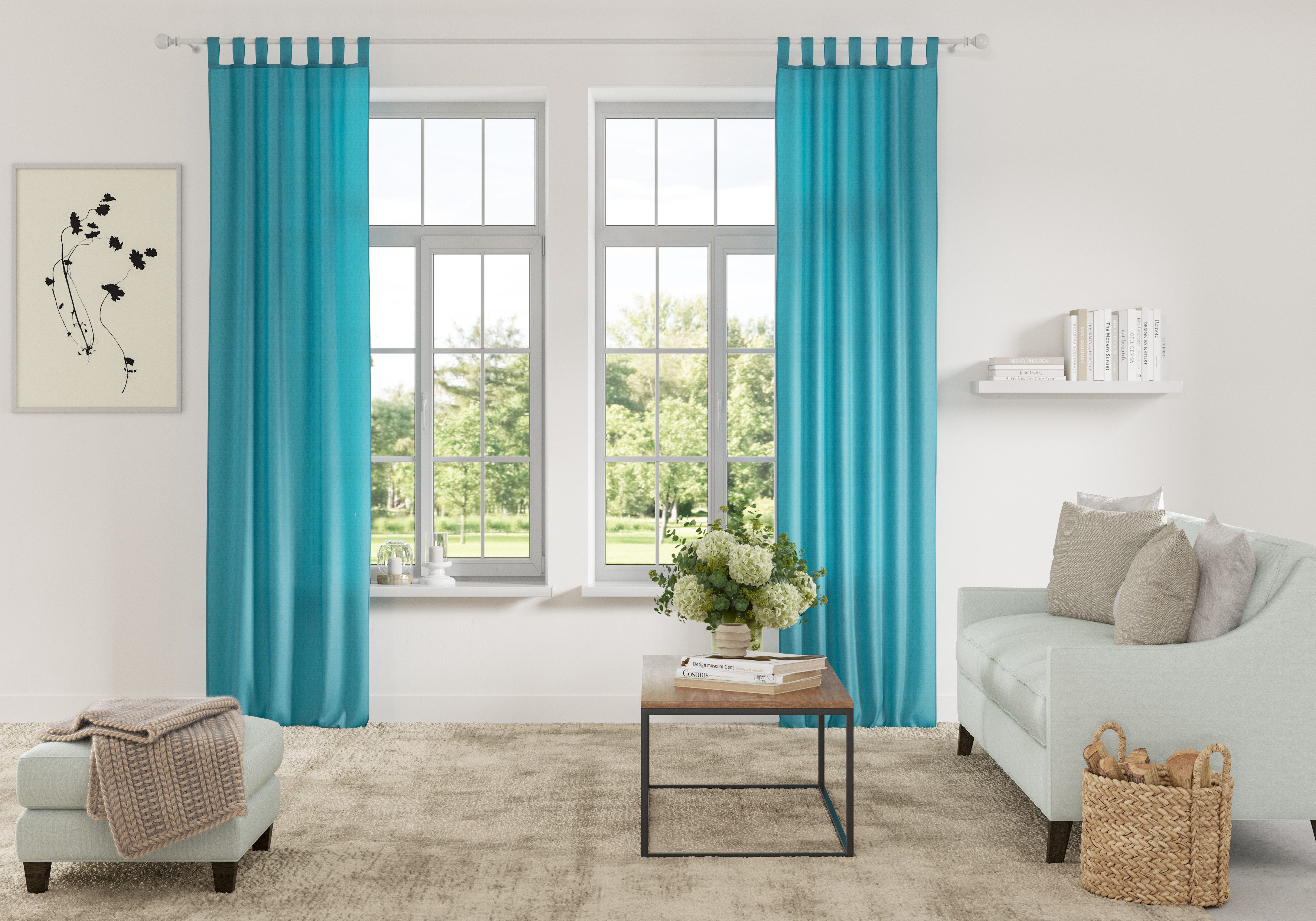 my home Vorhang Parry (2 St), Schlaufen, blickdicht, Polyester, 2-er Set, b günstig online kaufen