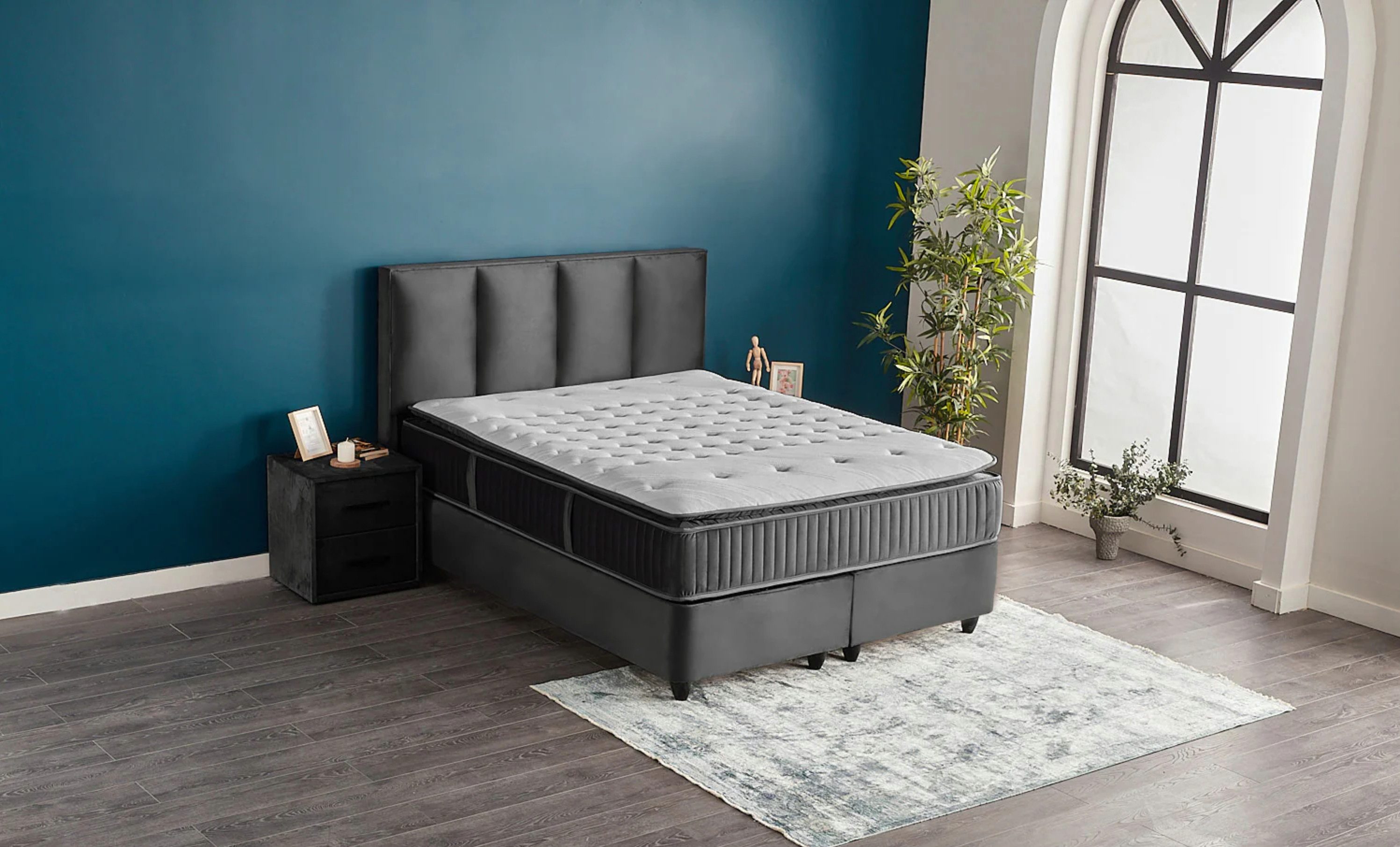 abc bedding Boxspringbett Komfortbett NORA mit Samt Velours Stoff in Anthra günstig online kaufen