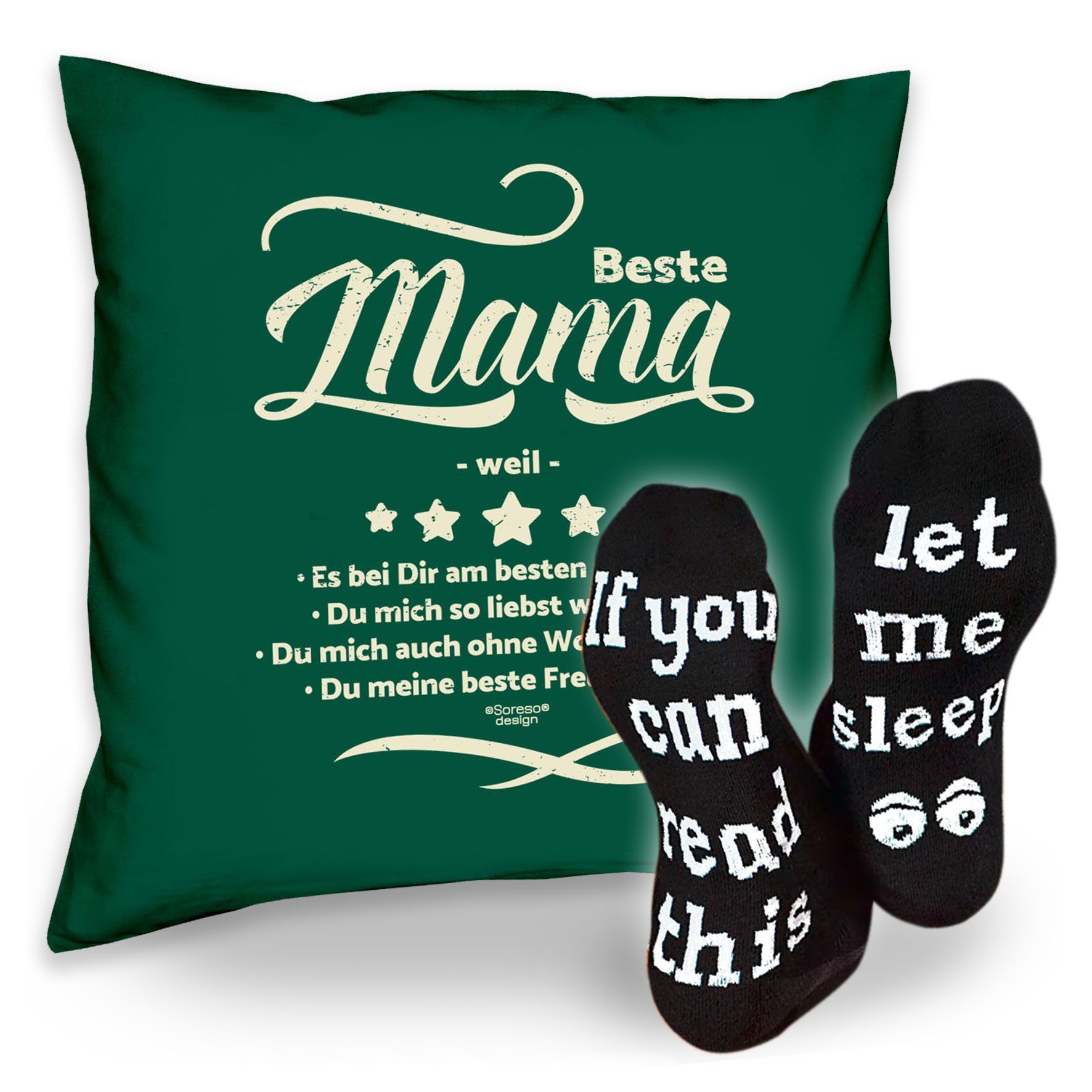 Weihnachten Socken Soreso® Mama Sprüche Geburtstag Beste Geschenke Muttertag weil Kissen & Sleep, dunkelgrün Dekokissen