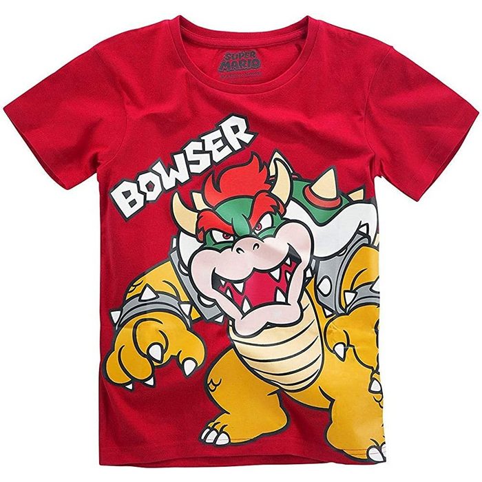 Super Mario T-Shirt Super Mario Bowsers T-Shirt Rot Jungen + Mädchen Gr.146 152 158 164 170 176