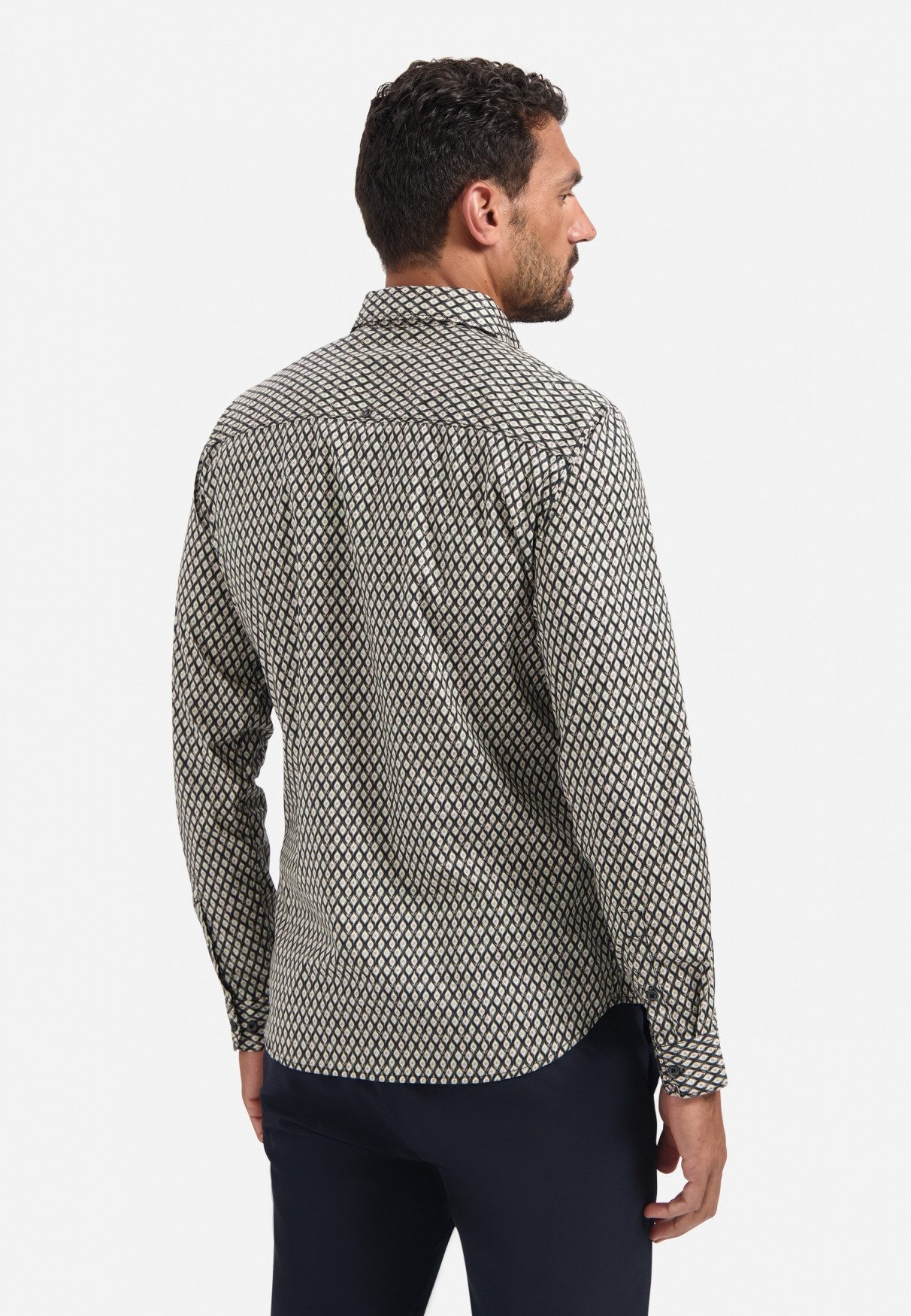 NO EXCESS Langarmhemd No Excess Stretchhemd mit Print Shirt Stretch Allover günstig online kaufen