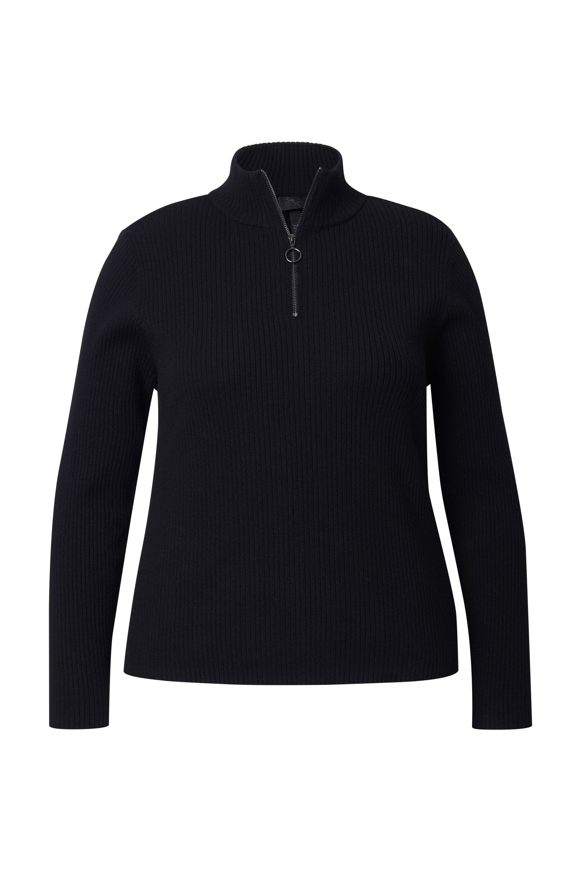 Ulla Popken Troyer Pullover Troyer Rippstrick Slim Zippkragen günstig online kaufen