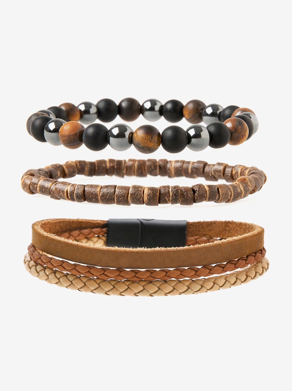 axy Armband Herren Armband Set (3St, 3er Set), Geflochtene