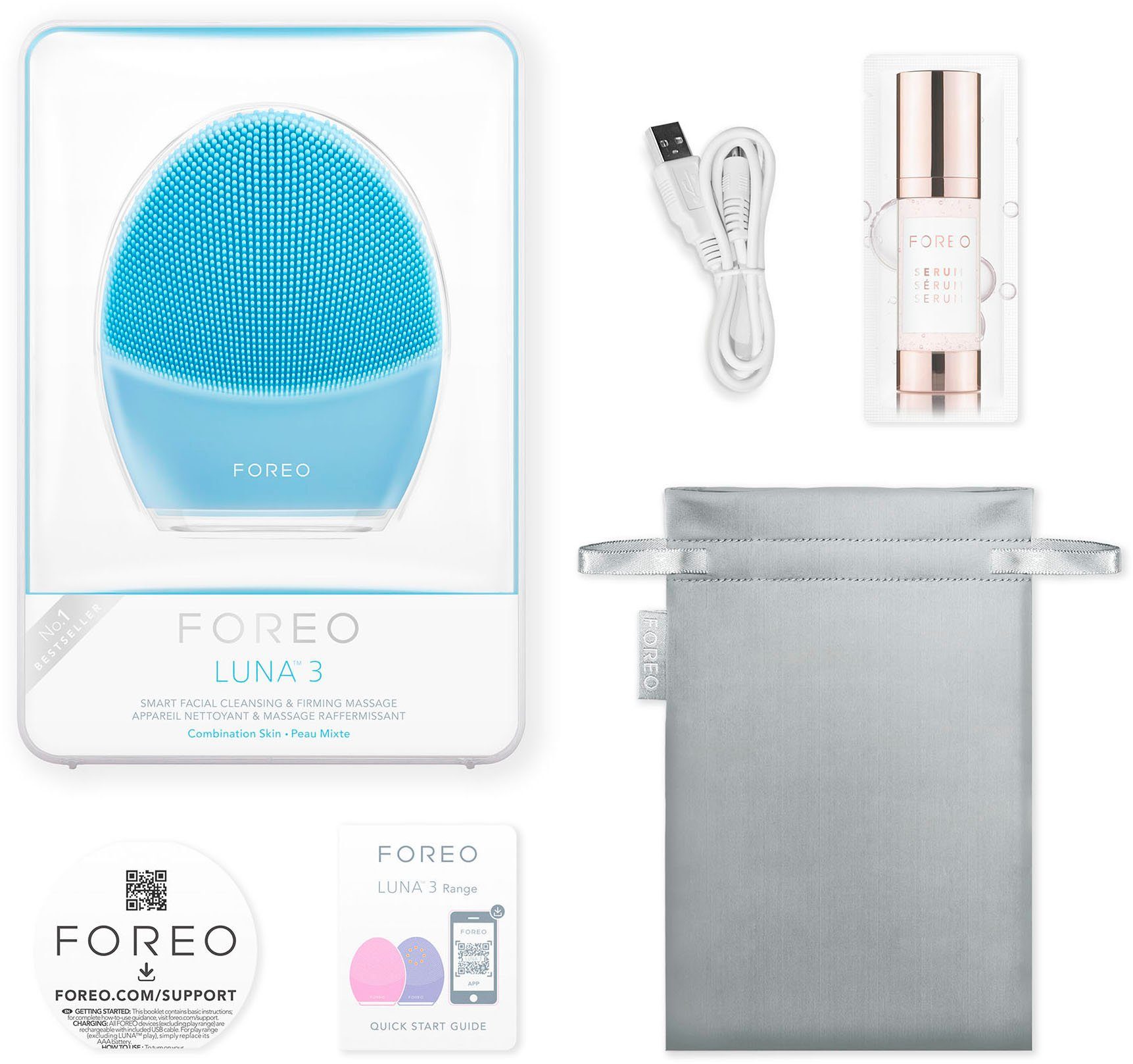 FOREO 3, Elektrische Gesichtsreinigungsbürste Mischhaut LUNA für