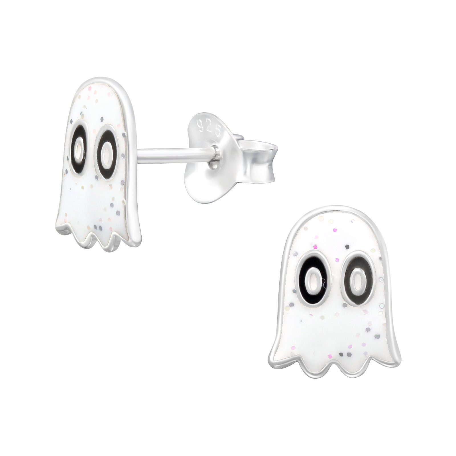 BUNGSA Ohrring-Set Серьги-гвоздики Geist weiß für Halloween-Fans aus 925 Silber (1 Paar (2 Stück), 2-tlg), Ohrschmuck Серьги
