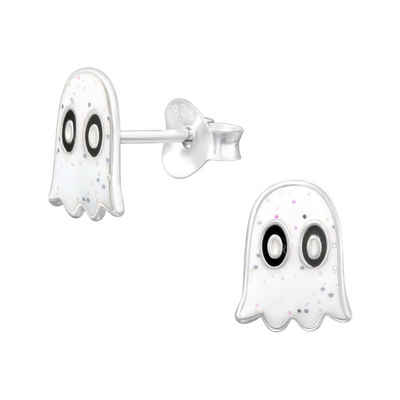 BUNGSA Ohrring-Set Ohrstecker Geist weiß für Halloween-Fans aus 925 Silber (1 Paar (2 Stück), 2-tlg), Ohrschmuck Ohrringe